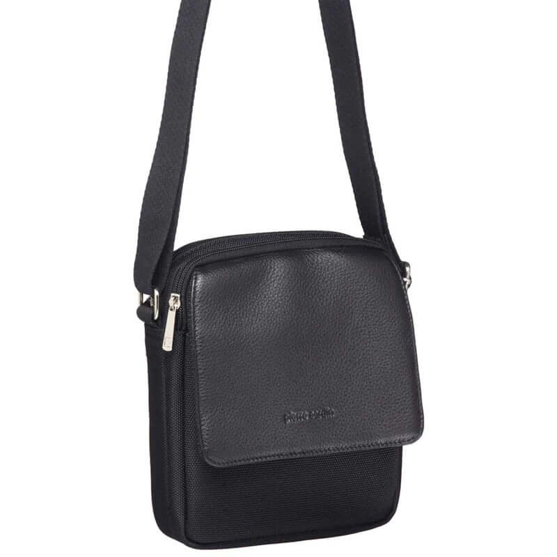 Load image into Gallery viewer, Pierre Cardin Mens Soft Italian Leather Business/ Travel Cross Body Bag - Black-1
