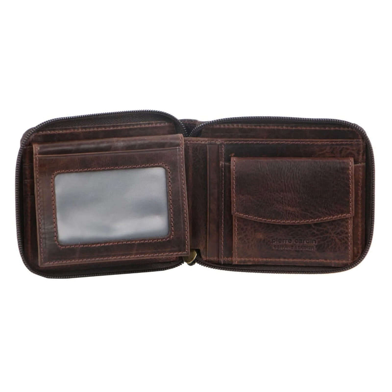 Load image into Gallery viewer, Pierre Cardin Mens Genuine Leather Zip Around Wallet w/ RFID Guard - Chocolate-0