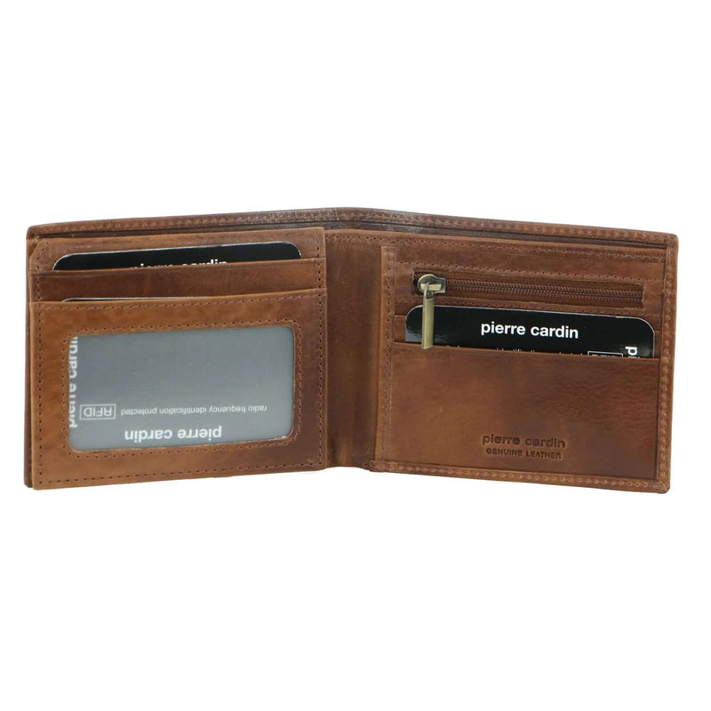 Load image into Gallery viewer, Pierre Cardin Mens Wallet RFID Blocking Genuine Italian Leather - Brown-2