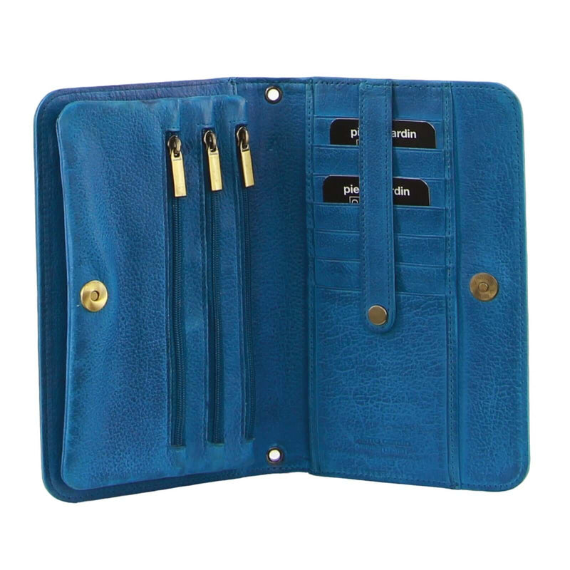 Load image into Gallery viewer, Pierre Cardin Ladies Womens Clutch Leather Wallet Purse RFID Protected - Aqua Blue-3