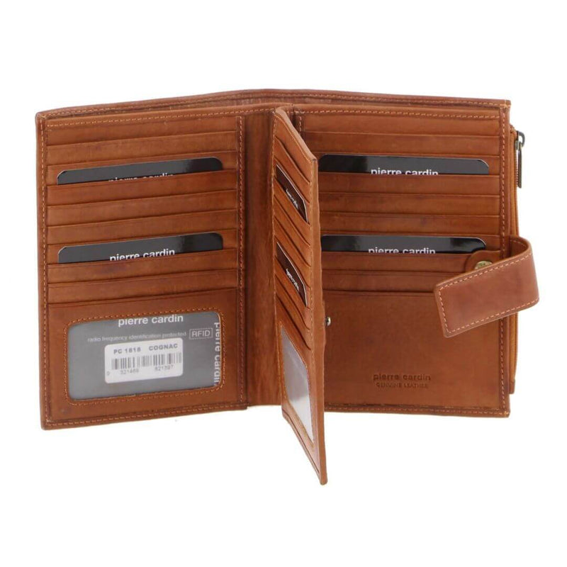 Load image into Gallery viewer, Pierre Cardin Womens Bi-Fold Italian Leather Credit Card Holder Wallet - Cognac-1