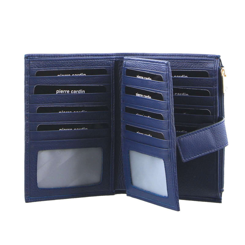 Load image into Gallery viewer, Pierre Cardin Ladies Womens Bi-Fold Italian Leather Credit Card Holder Wallet Purse - Denim-1