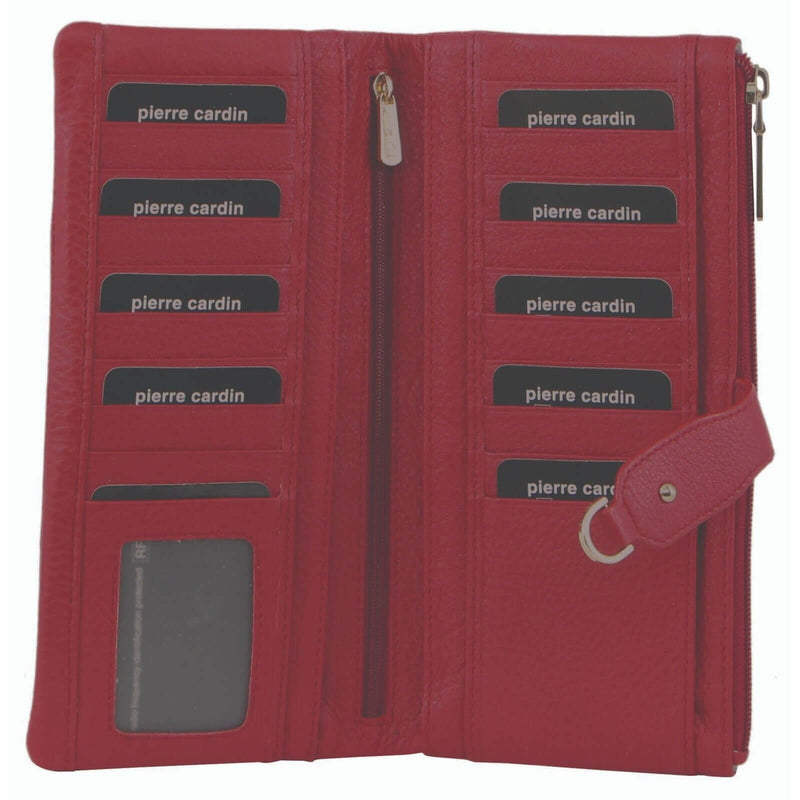 Load image into Gallery viewer, Pierre Cardin Womens RFID Italian Leather Wallet Purse Credit Card Holder - Red-0