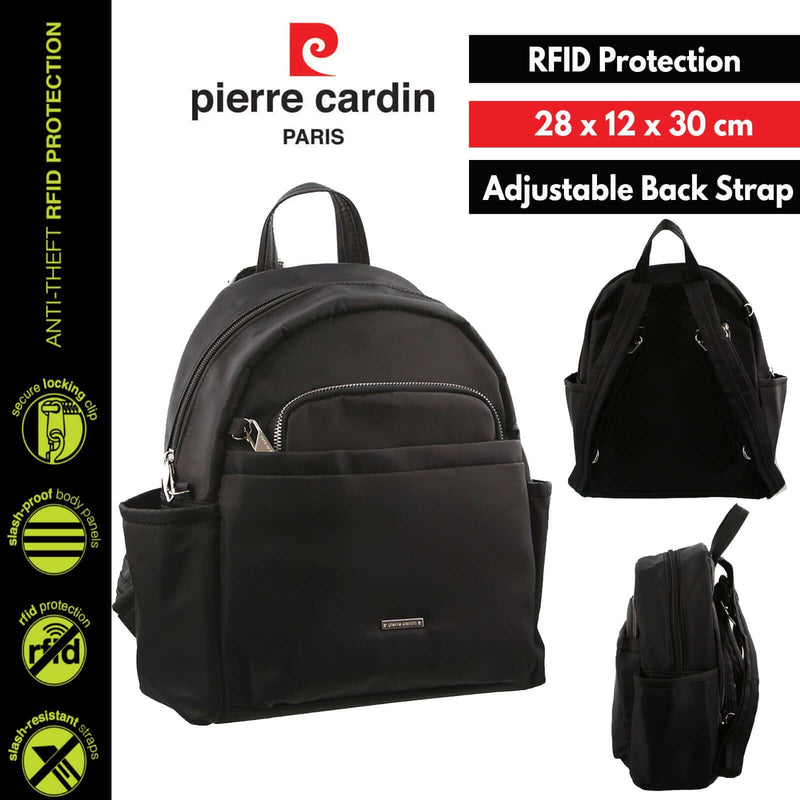 Load image into Gallery viewer, Pierre Cardin Nylon Backpack RFID Anti-Theft Slash Proof - Black-4