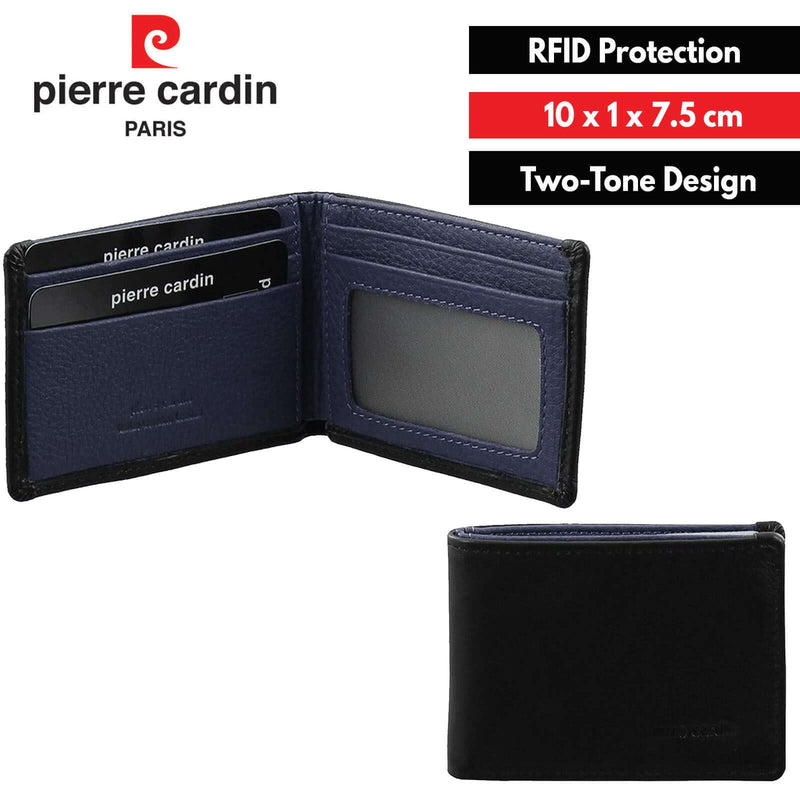 Load image into Gallery viewer, Pierre Cardin Mens Leather RFID Italian Two-Tone Wallet - Black/Navy-1