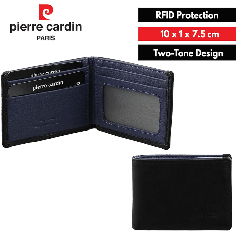 Load image into Gallery viewer, Pierre Cardin Mens Leather RFID Italian Two-Tone Wallet - Black/Navy-3