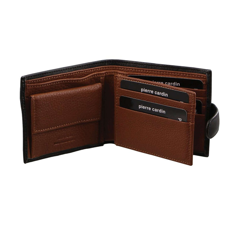 Load image into Gallery viewer, Pierre Cardin Mens Italian Leather Two Tone Wallet Credit Card Holder - Black Cognac-0