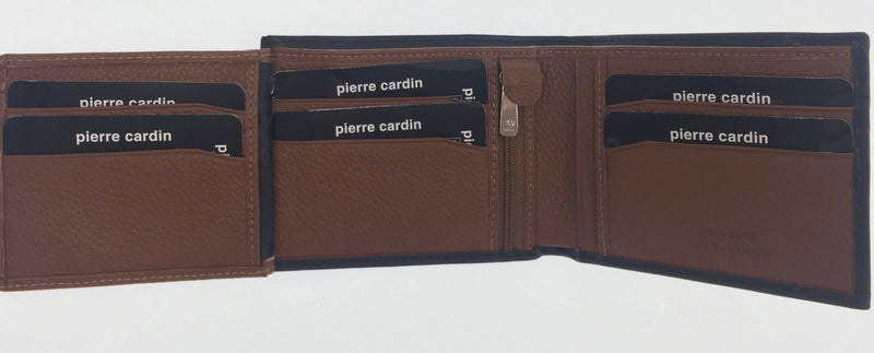 Load image into Gallery viewer, Pierre Cardin Italian Genuine Leather Mens Two Tone Bi Fold Wallet- Black/Cognac-3