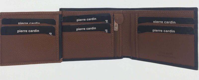 Load image into Gallery viewer, Pierre Cardin Italian Genuine Leather Mens Two Tone Bi Fold Wallet- Black/Cognac-3