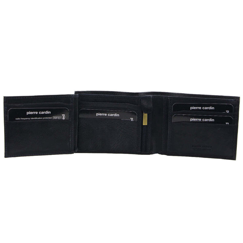 Load image into Gallery viewer, Pierre Cardin Italian Genuine Leather Mens Two Tone Bi Fold Wallet- Black/Midnight-1