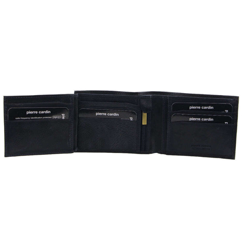 Load image into Gallery viewer, Pierre Cardin Italian Genuine Leather Mens Two Tone Bi Fold Wallet- Black/Midnight-1