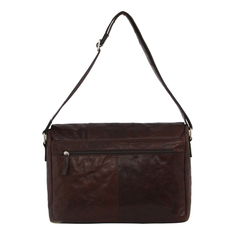Load image into Gallery viewer, Pierre Cardin Rustic Leather Bag 15" Laptop Computer Messenger Business Travel - Brown-2