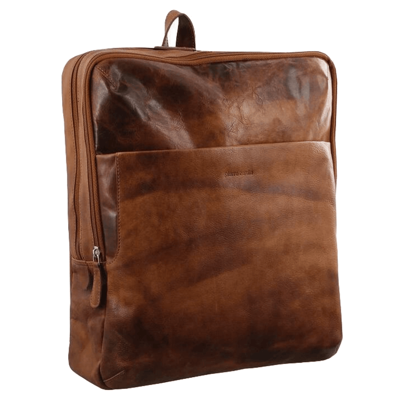 Load image into Gallery viewer, Pierre Cardin Rustic Large Leather Backpack Bag Rucksack Men Women - Cognac-0
