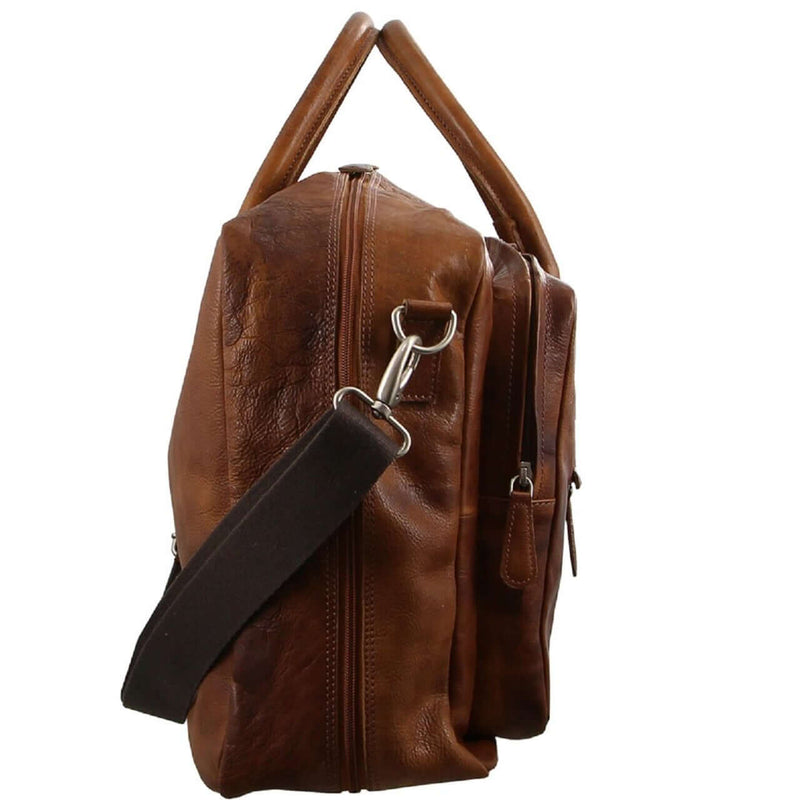 Load image into Gallery viewer, Pierre Cardin Mens Rustic Leather Overnight Bag Weekend Luggage - Cognac-2