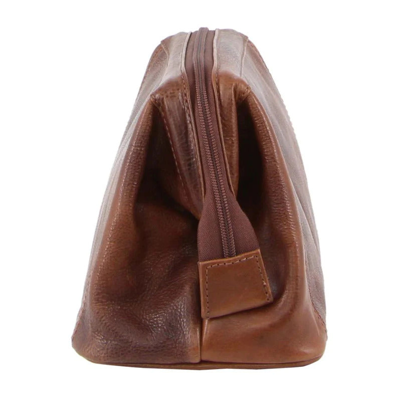 Load image into Gallery viewer, Pierre Cardin Mens Rustic Leather Toiletry Case Bag Travel - Cognac-3