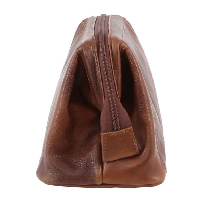 Load image into Gallery viewer, Pierre Cardin Mens Rustic Leather Toiletry Case Bag Travel - Cognac-3