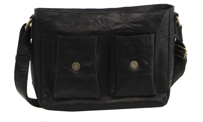 Load image into Gallery viewer, Pierre Cardin Genuine Leather 13" Laptop Computer Messenger Sling Bag Travel Business - Black-3