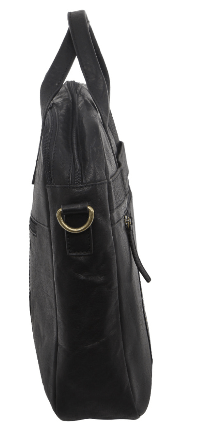 Load image into Gallery viewer, Pierre Cardin Rustic Leather 15" Laptop Computer Work Messenger Bag Travel Business - Black-3
