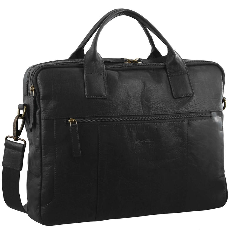 Load image into Gallery viewer, Pierre Cardin Rustic Leather 15" Laptop Computer Work Messenger Bag Travel Business - Black-0