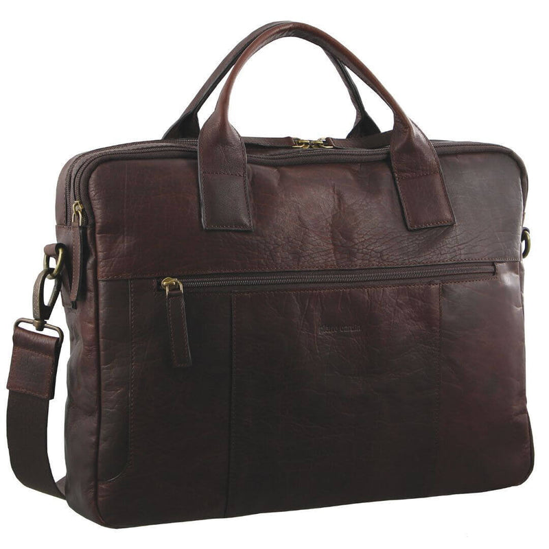 Load image into Gallery viewer, Pierre Cardin Rustic Leather 15" Laptop Computer Work Messenger Bag Travel Business - Chestnut-0