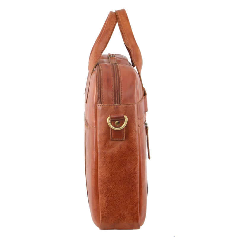 Load image into Gallery viewer, Pierre Cardin Mens Rustic Leather 15" Laptop Computer Messenger Bag - Cognac-3