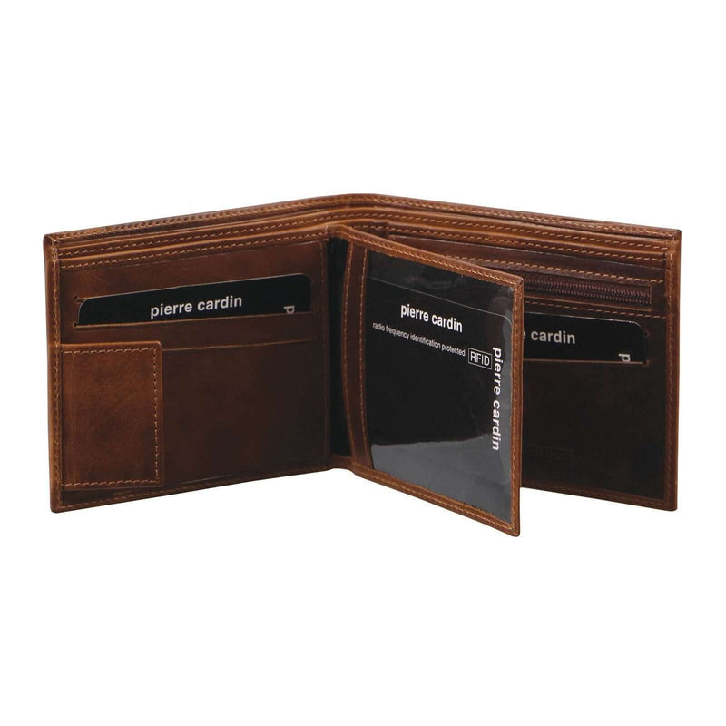 Load image into Gallery viewer, Pierre Cardin Mens Soft Rustic Leather RFID Protected Wallet - Cognac-1