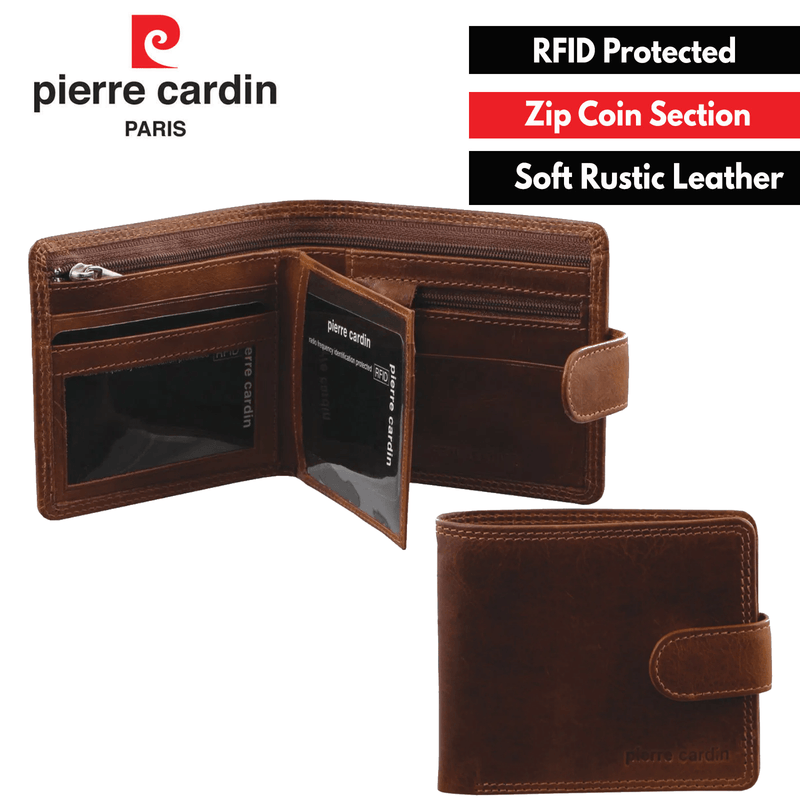 Load image into Gallery viewer, Pierre Cardin Mens Soft Rustic Leather RFID Protected Wallet - Cognac-1