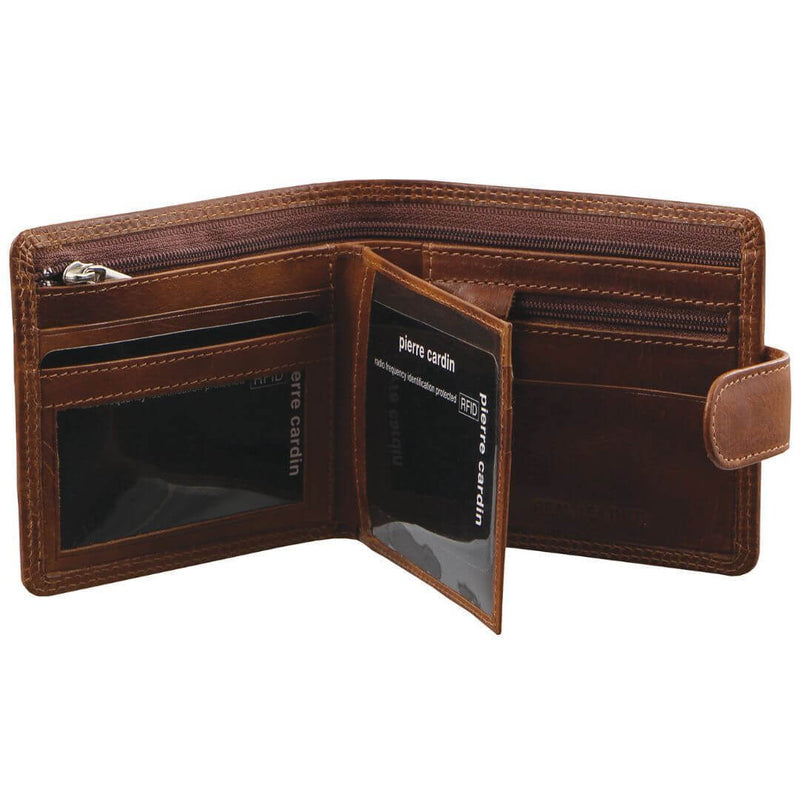 Load image into Gallery viewer, Pierre Cardin Mens Soft Rustic Leather RFID Protected Wallet - Cognac-0