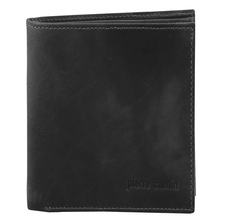 Load image into Gallery viewer, Pierre Cardin Mens Rustic RFID Leather Tri-Fold Wallet Card Holder - Black-2