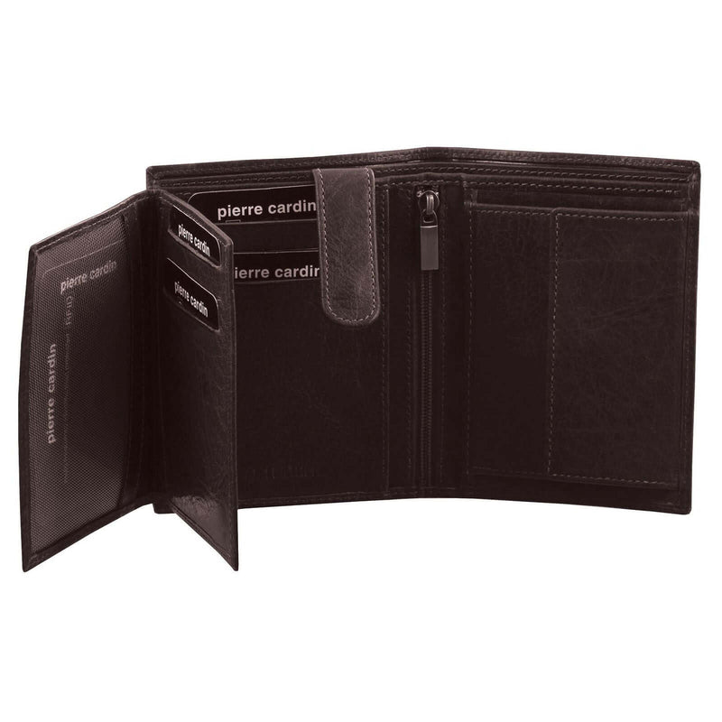 Load image into Gallery viewer, Pierre Cardin Mens Rustic RFID Leather Bi-Fold Wallet Card Holder - Brown-1