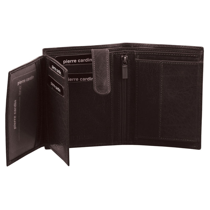 Load image into Gallery viewer, Pierre Cardin Mens Rustic RFID Leather Bi-Fold Wallet Card Holder - Brown-0
