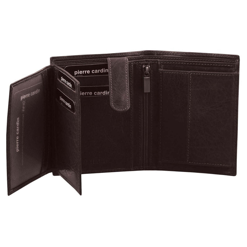 Load image into Gallery viewer, Pierre Cardin Mens Rustic RFID Leather Bi-Fold Wallet Card Holder - Brown-0