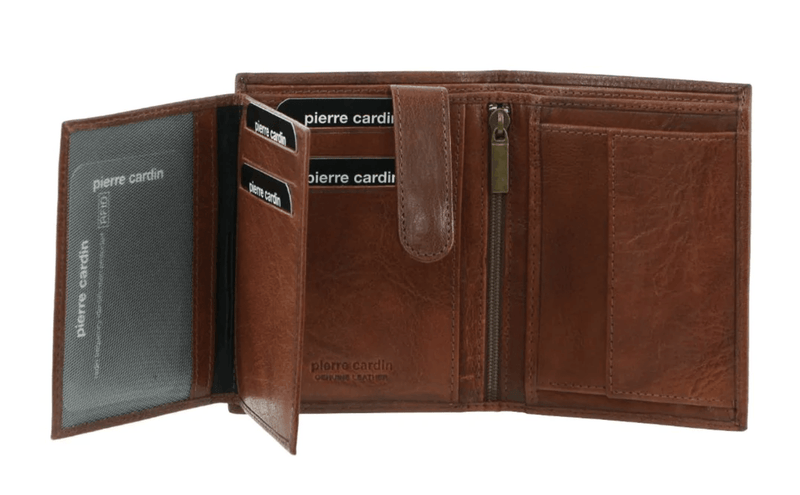 Load image into Gallery viewer, Pierre Cardin Mens Rustic Soft Leather Tri-Fold Wallet Card Holder - Chestnut-1