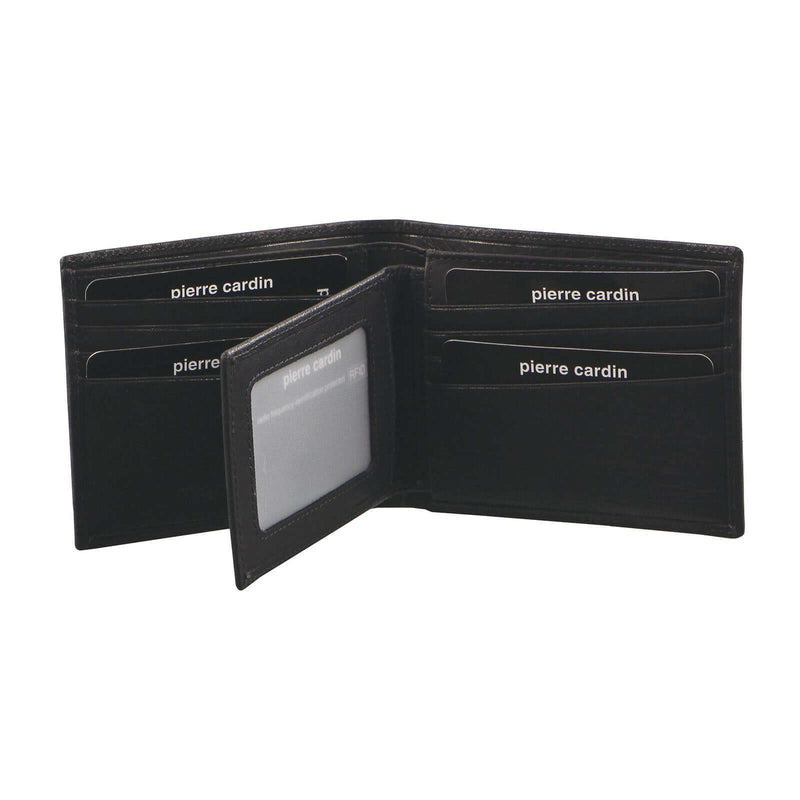 Load image into Gallery viewer, Pierre Cardin Mens Rustic Leather Bi-Fold Wallet Card Holder - Black-1