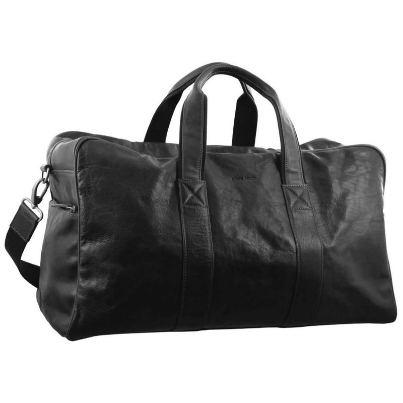 Load image into Gallery viewer, Pierre Cardin Rustic Leather Travel Bag Overnight Business Weekend Luggage Black-0