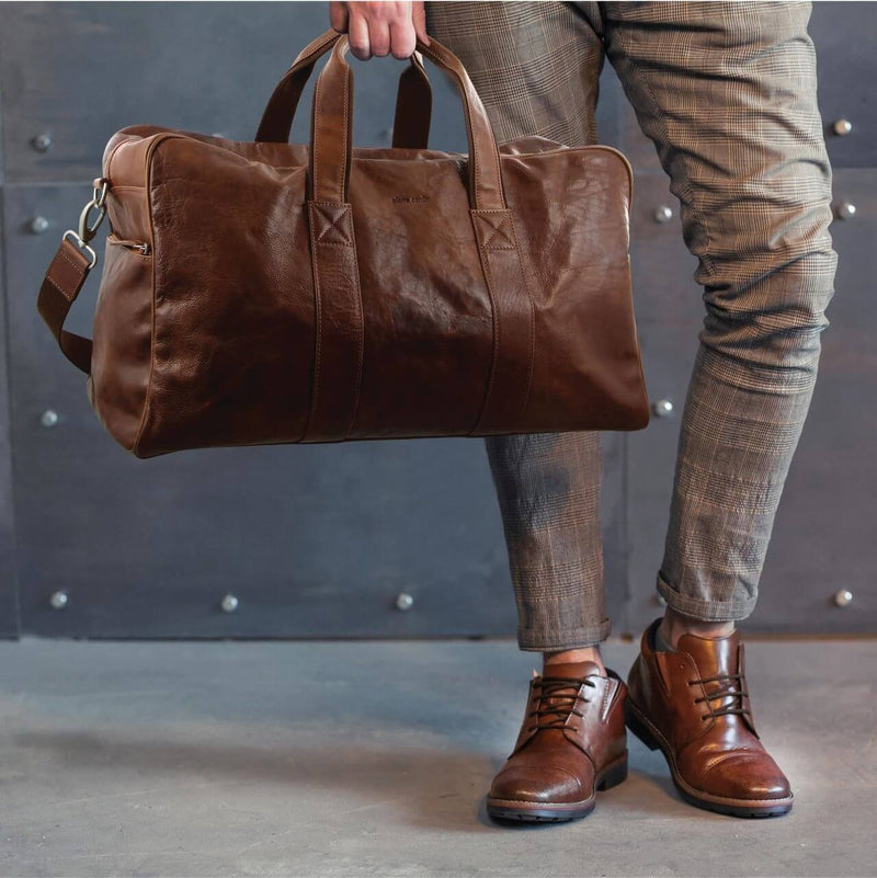 Load image into Gallery viewer, Pierre Cardin Rustic Leather Travel Bag Overnight Business - Chestnut-2