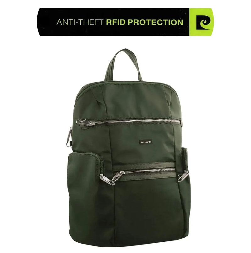 Load image into Gallery viewer, Pierre Cardin Nylon RFID Anti Theft Slash Proof Travel Backpack Bag - Olive-4