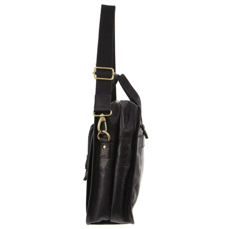 Load image into Gallery viewer, Pierre Cardin Rustic Leather 15" Laptop Computer Messenger Bag - Black-2