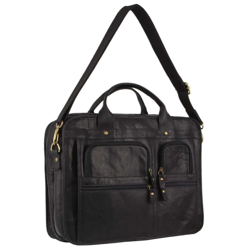 Load image into Gallery viewer, Pierre Cardin Rustic Leather 15" Laptop Computer Messenger Bag - Black-1