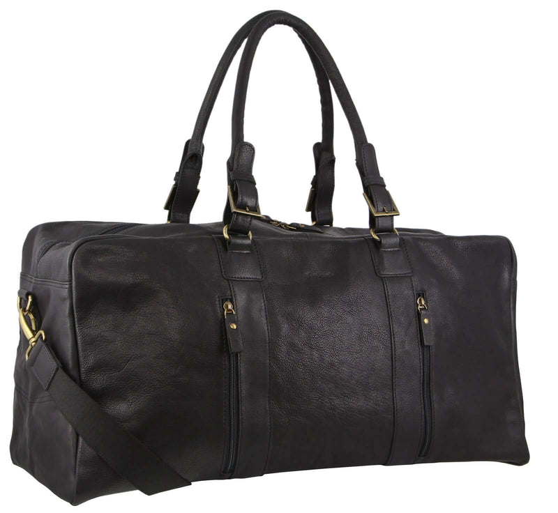 Load image into Gallery viewer, Pierre Cardin Rustic Leather Travel Business Trip Bag Overnight - Black-1