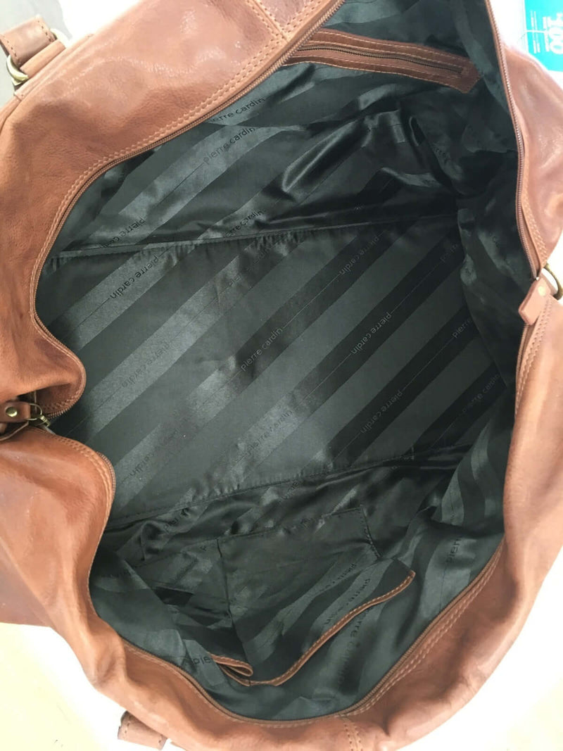 Load image into Gallery viewer, Pierre Cardin Rustic Leather Travel Business Trip Bag Overnight - Chocolate-4