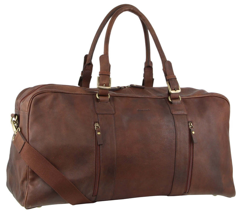 Load image into Gallery viewer, Pierre Cardin Rustic Leather Travel Business Trip Bag Overnight - Chocolate-0