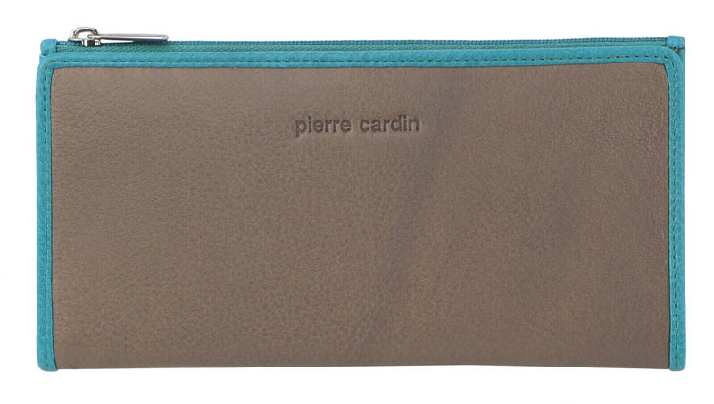 Load image into Gallery viewer, Pierre Cardin Italian Genuine Leather Ladies Wallet - Taupe/Turquiose-3