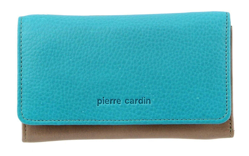 Load image into Gallery viewer, Pierre Cardin Italian Genuine Leather Ladies Summer Wallet- Turquoise/Taupe-1