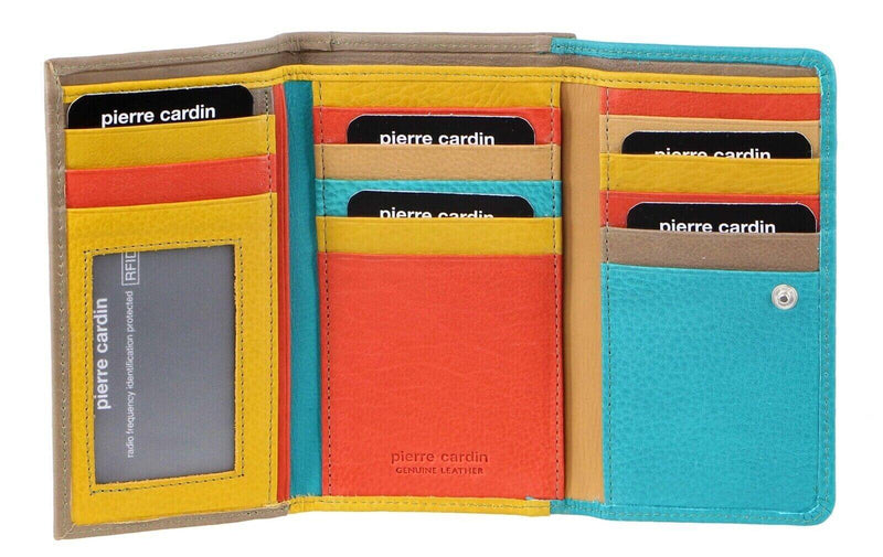 Load image into Gallery viewer, Pierre Cardin Italian Genuine Leather Ladies Summer Wallet- Turquoise/Taupe-3