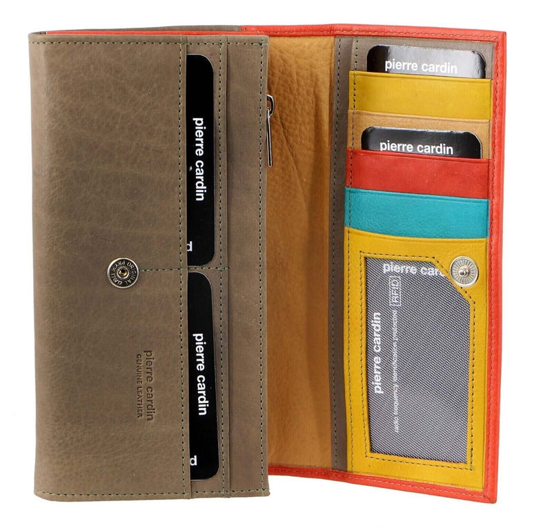 Load image into Gallery viewer, Pierre Cardin Italian Genuine Leather Ladies Wallet - Orange/Taupe-0