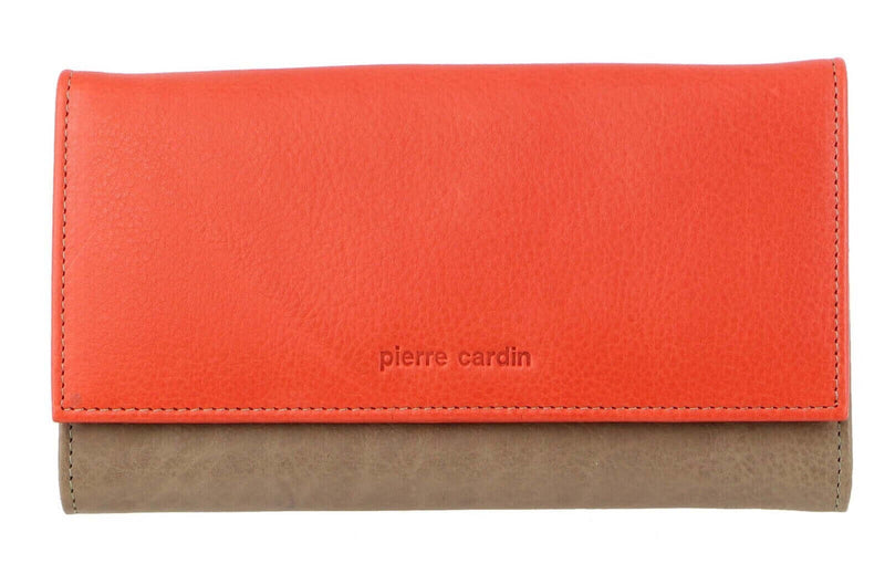 Load image into Gallery viewer, Pierre Cardin Italian Genuine Leather Ladies Wallet - Orange/Taupe-3