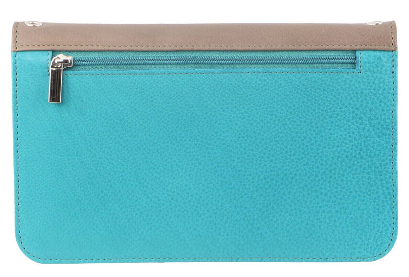 Load image into Gallery viewer, Pierre Cardin Genuine Leather Ladies Wallet Clutch Bag - Taupe/Turquoise-3