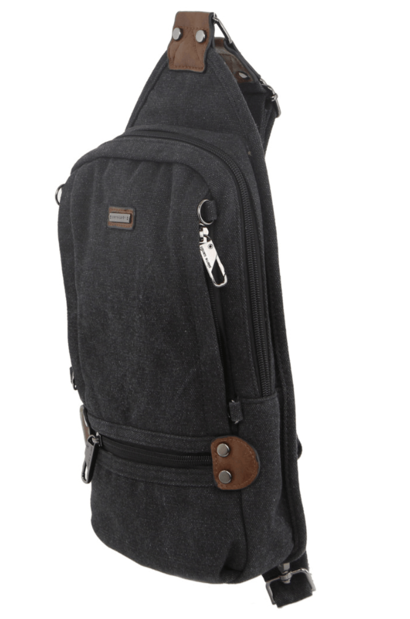 Load image into Gallery viewer, Pierre Cardin Canvas Cross Body Bag Travel Shoulder Sling - Black-3
