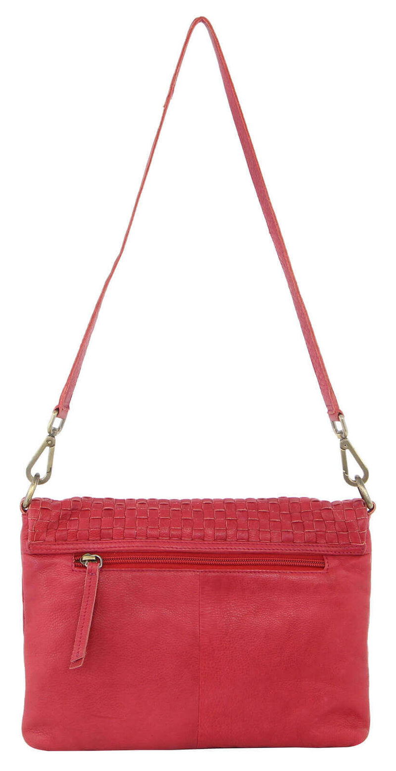 Load image into Gallery viewer, Pierre Cardin Womens Woven Leather Flap Cross-Body Bag/Clutch - Red-3